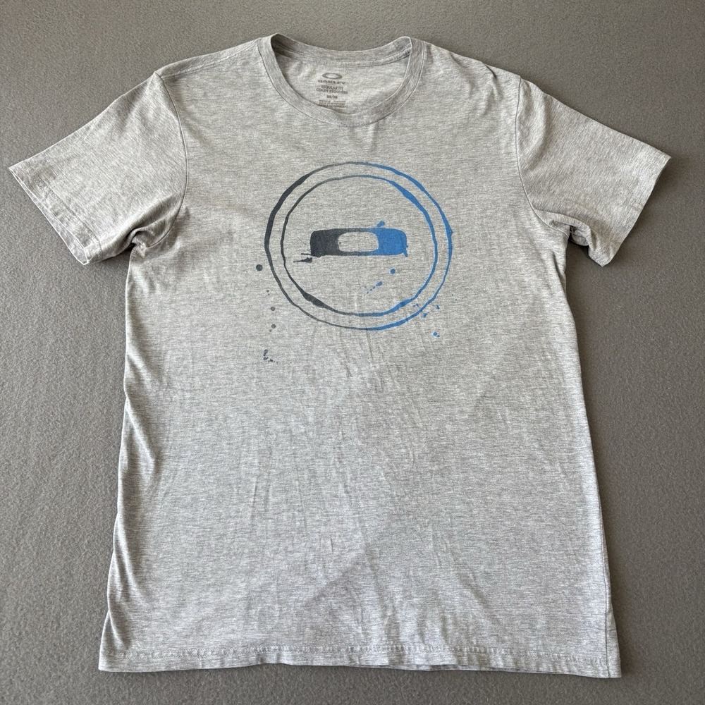 Oakley T Shirt Mens Gray Painted Ellipse‎ Short Sleeve Crewneck Skater Surf Y2K